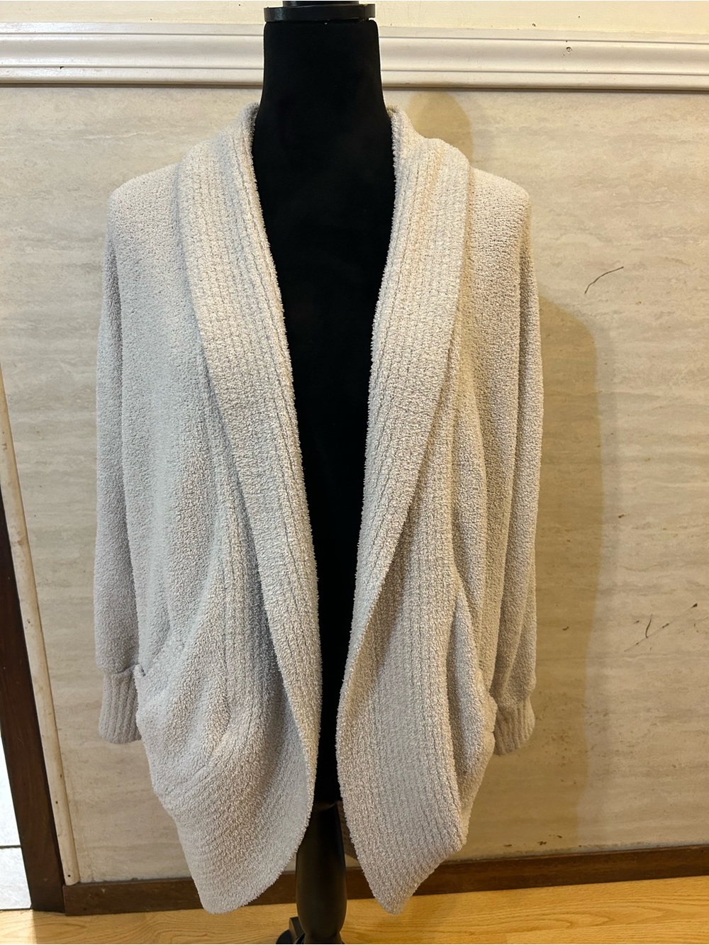 cupcakes & cashmere Cozy Shawl Collar Teddy Knit Cardigan Oat/Cream Color